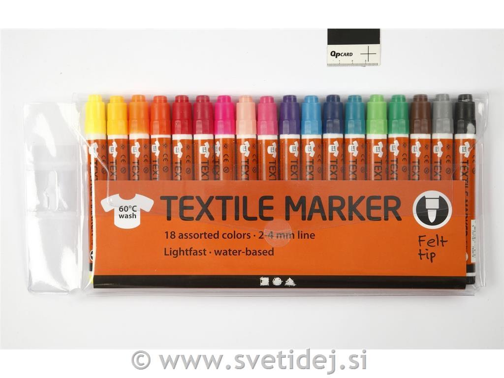 Tekstil Markerji, 2-4 mm, set 18