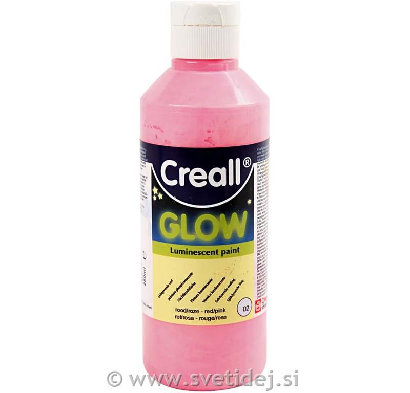 Barva svetleča v temi, 250 ml, roza
