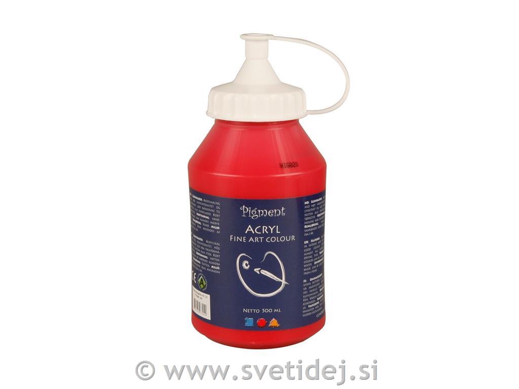 Pigment akril, 500 ml, primarno rdeč