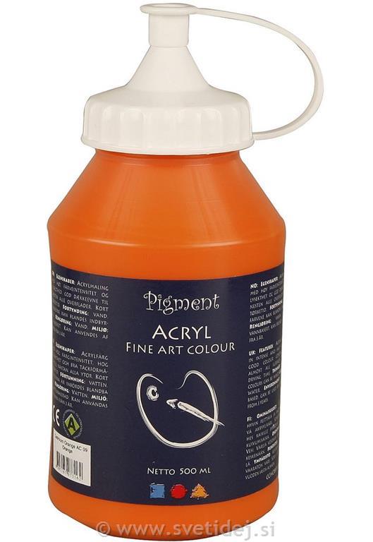 Pigment akril, 500 ml, oranžen