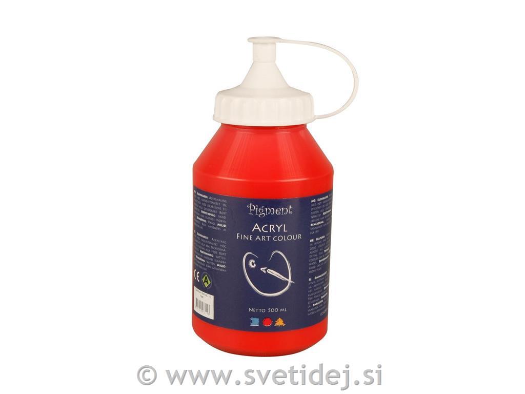 Pigment akril, 500 ml, kadmijevo rdeča