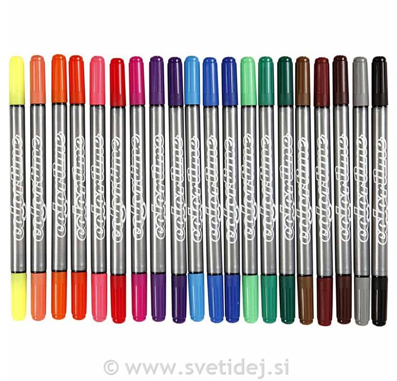 Flomastri z dvojno konico, set 20