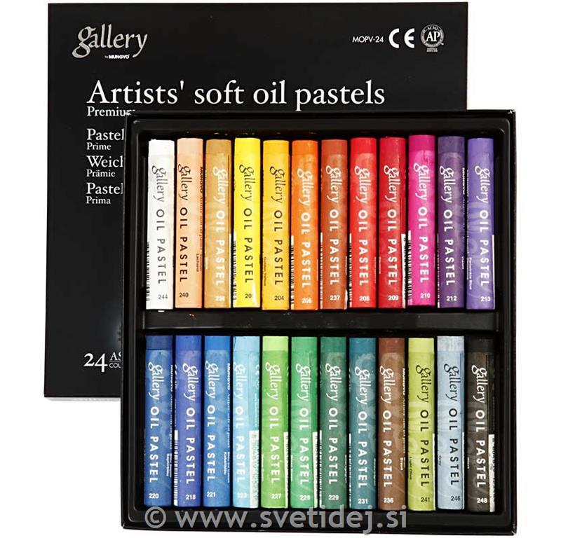 Oljni pasteli Premium 7x1 cm, set 24