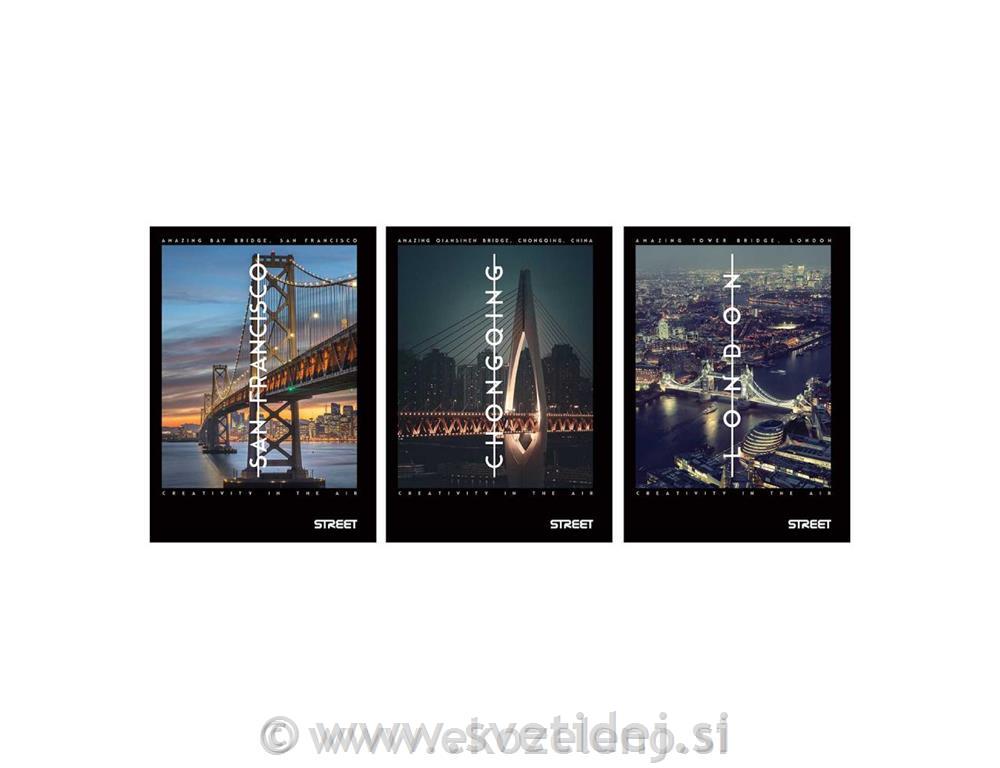 ZVEZEK STREET BRIDGES A4 ČRTE Z ROBOM