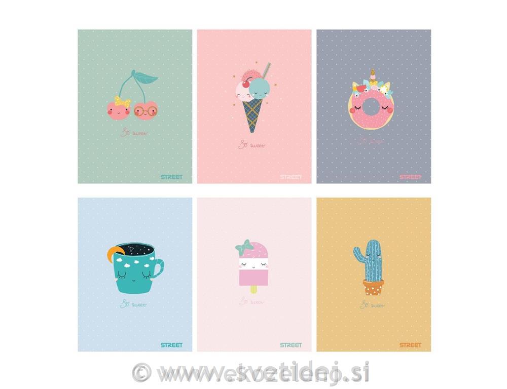 ZVEZEK A5 STREET SWEET ČRTE Z ROBOM