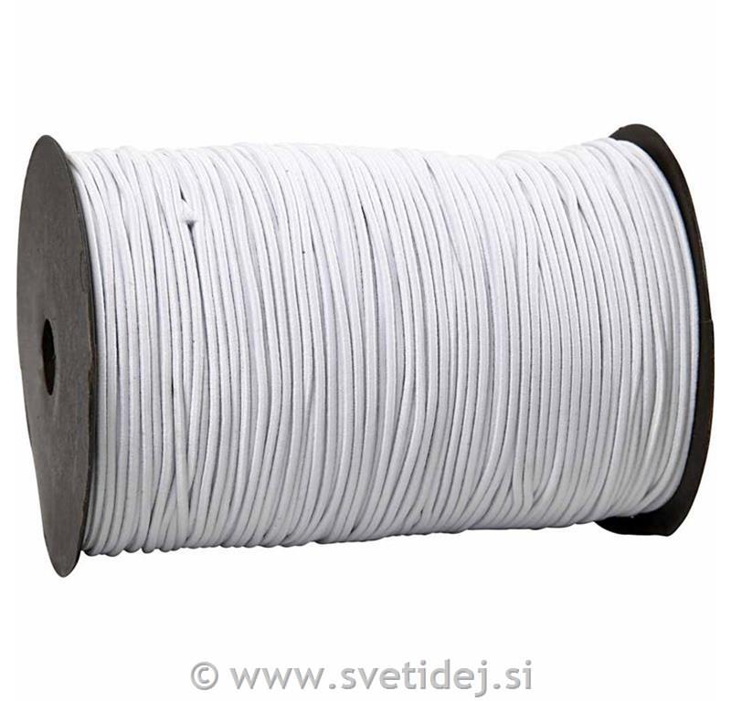 Elastična vrvica 2 mm, bela, 250 m