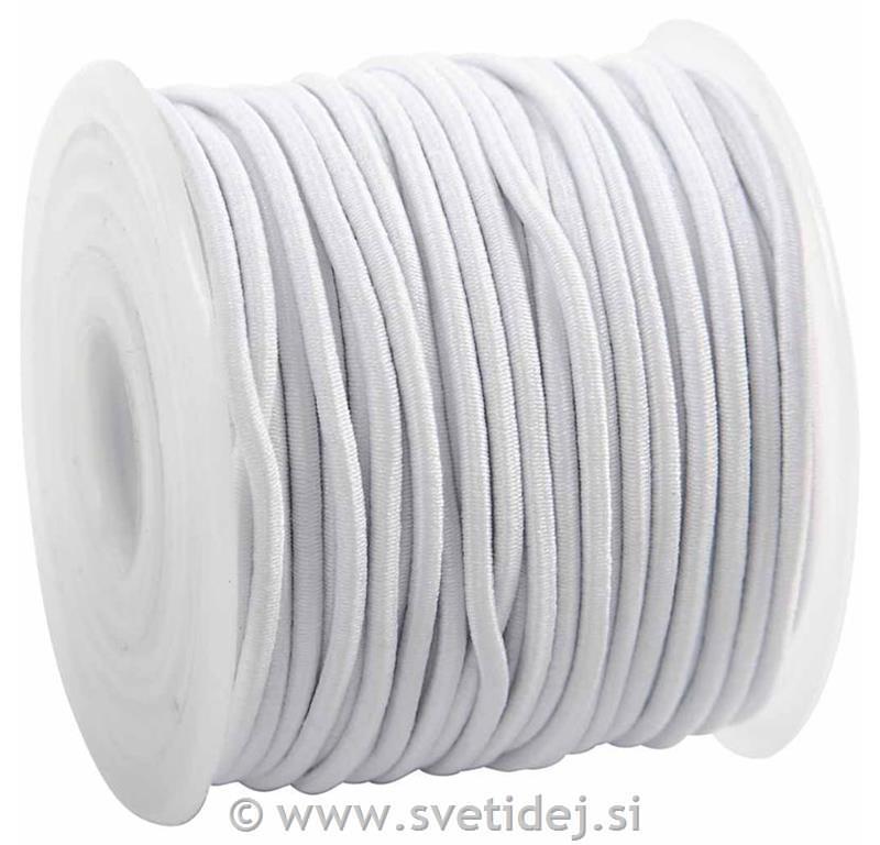 Elastična vrvica 2 mm, bela, 25 m