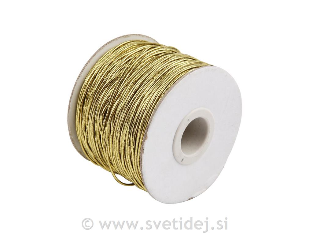 Elastična vrvica, 1 mm, zlata, 100 m