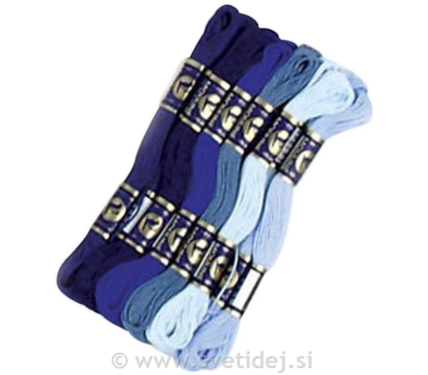 Preja za vezenje, 1 mm, set 6, modri ton