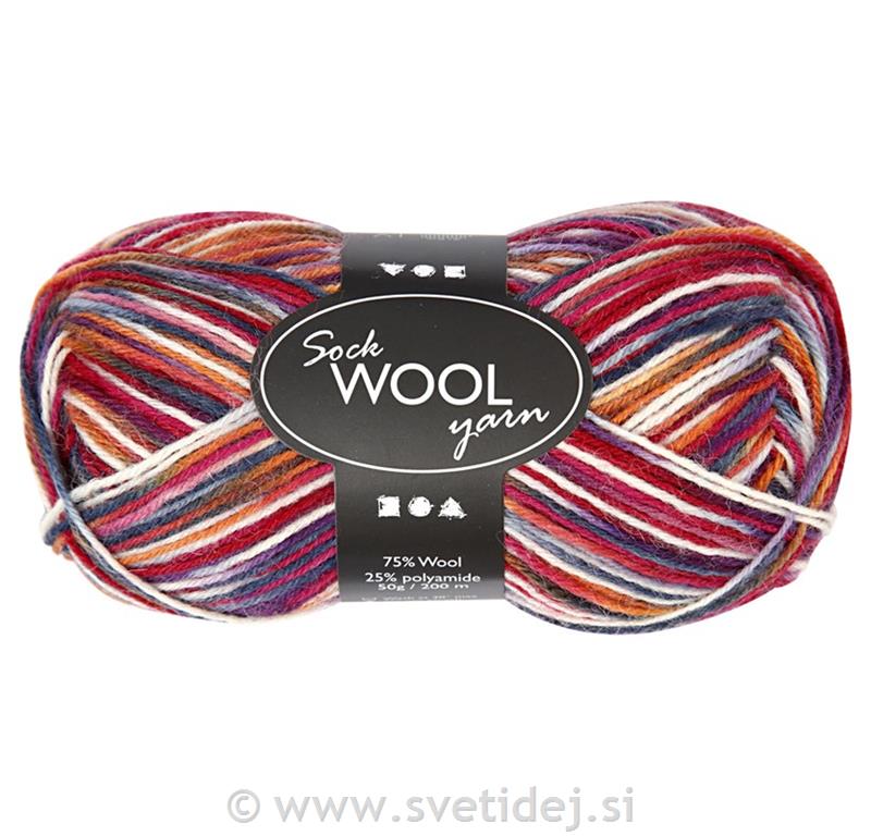 Volna za nogavice, mavrična, 50 g