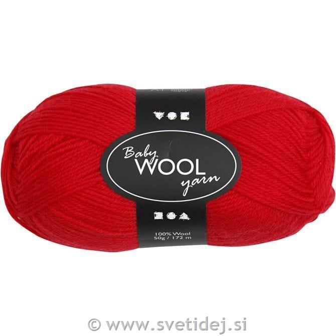 Nežna merino volna, rdeča, 50 g