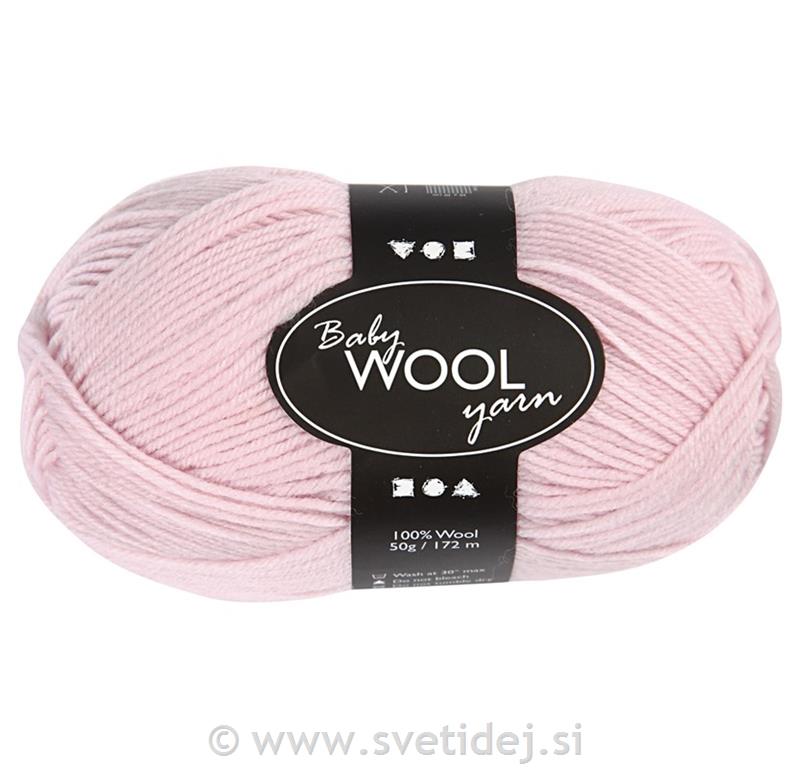 Nežna merino volna, roza, 50 g