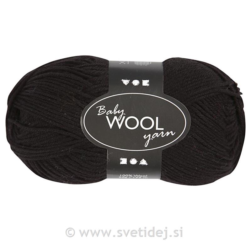 Nežna merino volna, črna, 50 g