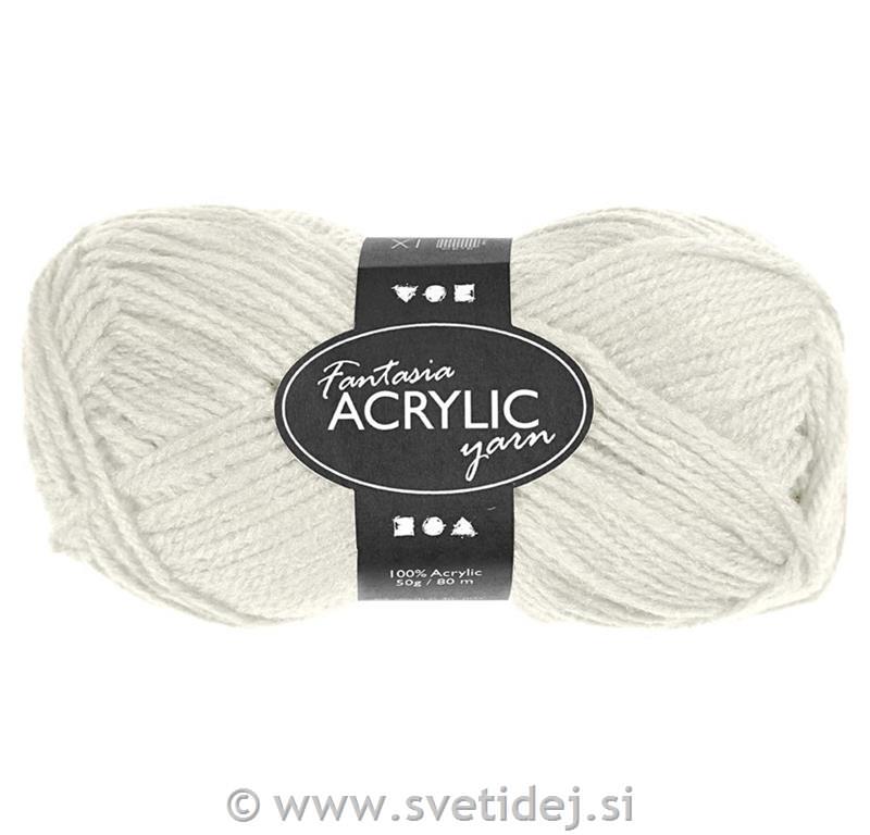 Fantazija akrilna preja 80 m, bela, 50 g