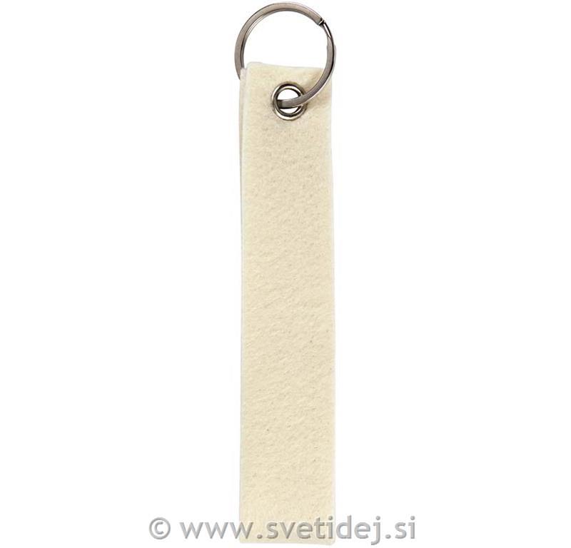 Obesek iz filca 3x15 cm, bel, set 4