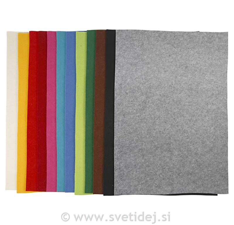 Filc za modeliranje,42x60 cm,3 mm,set 12