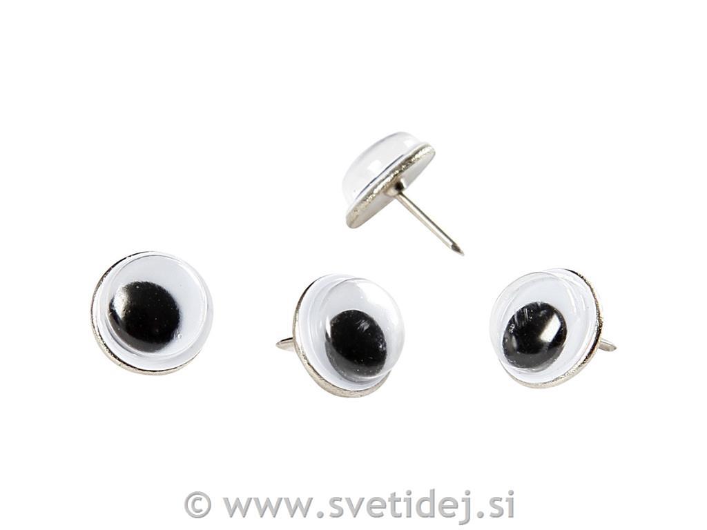 Gibljive oči 10 mm na igli, set 25