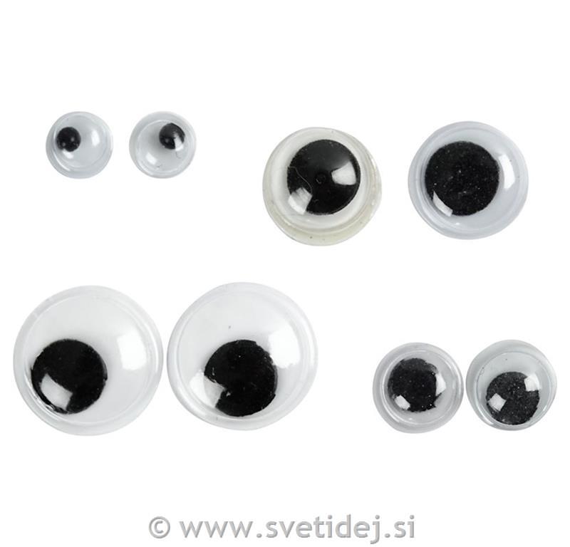 Gibljive oči 4+6+8+10 mm, set 40