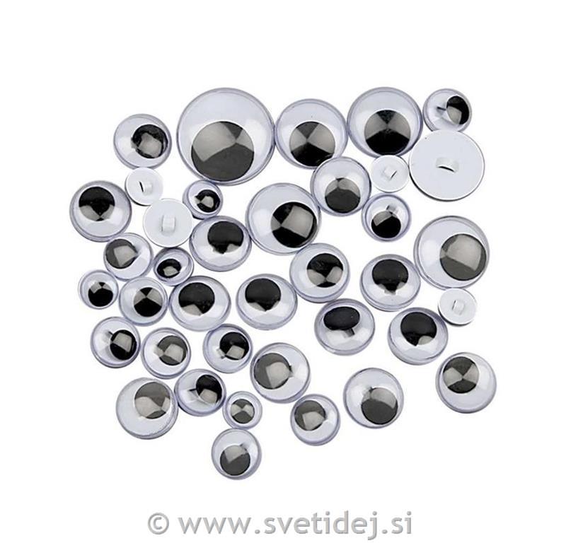 Gibljive oči za šivanje, 8-20 mm, set 24