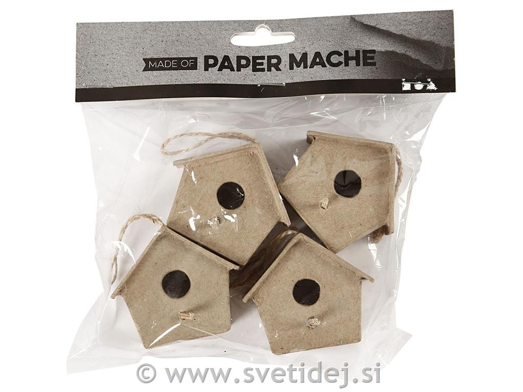 Ptičja hišica - obesek 5 cm, set 4