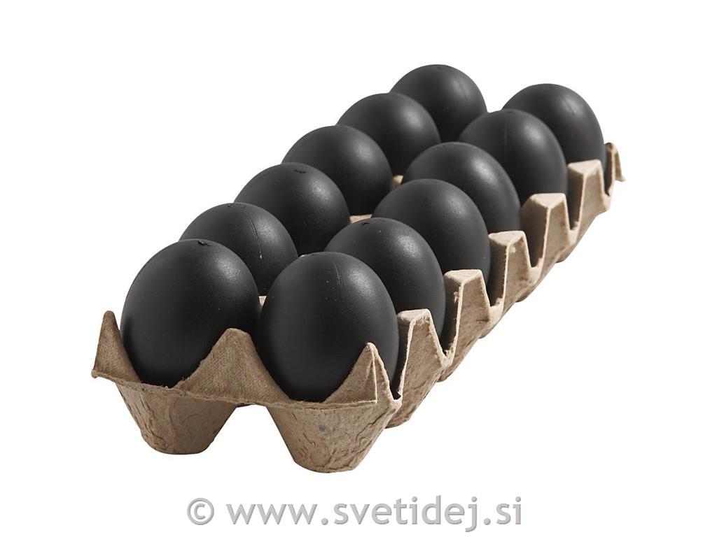 Jajca plastična črna, 6 cm, set 12