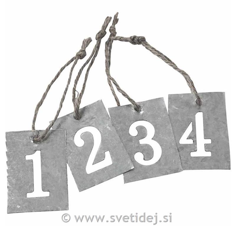 Obeski s številkami iz cinka, 4x2,7cm, 4