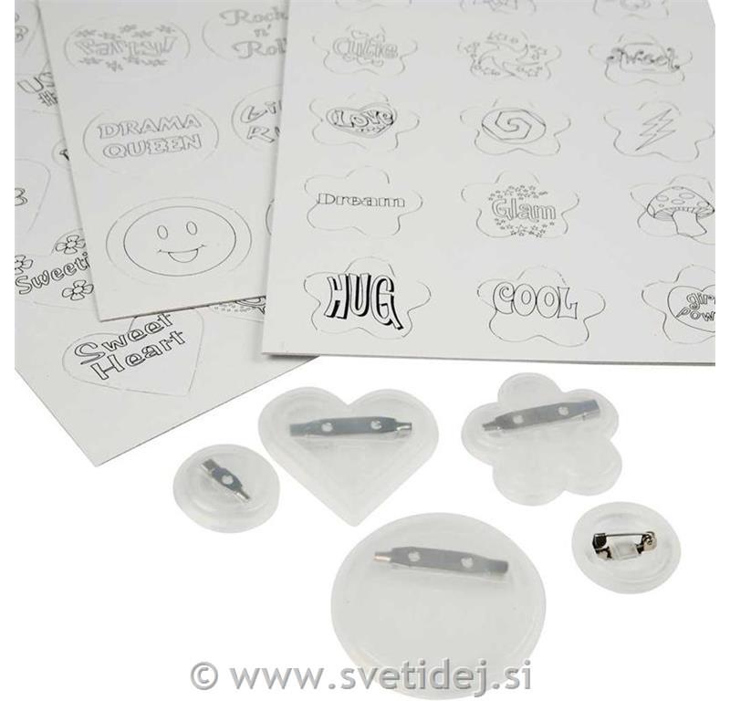 Značke z narisanimi nalepkami, set 100