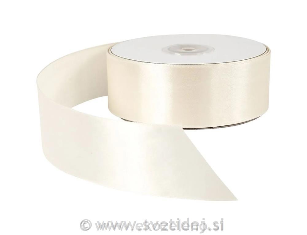 Trak saten 38 mm, krem, 3 m