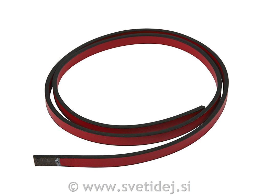Trak iz um. usnja 10x3 mm, 1 m, rdeč