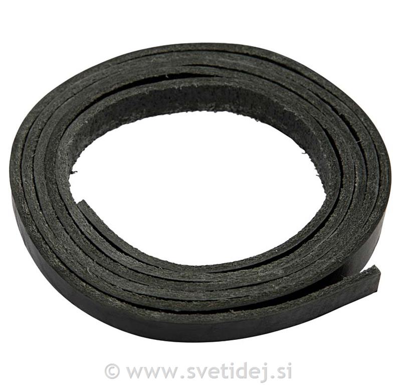 Usnjen trak, črna, 10 x 3 mm, 2 m
