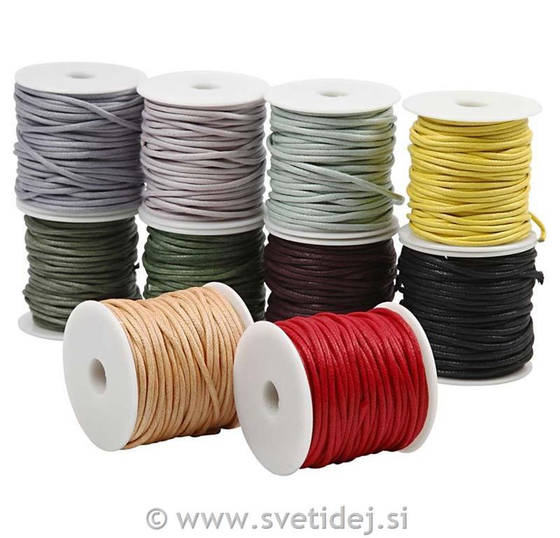 Bombažna vrvica, 2 mm, set 10x25 m