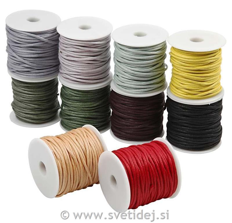 Bombažna vrvica, 2 mm, set 10x25 m