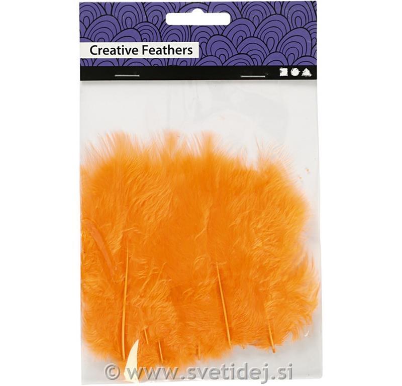 Perje puranovo oranžno, 5-12 cm, set 15