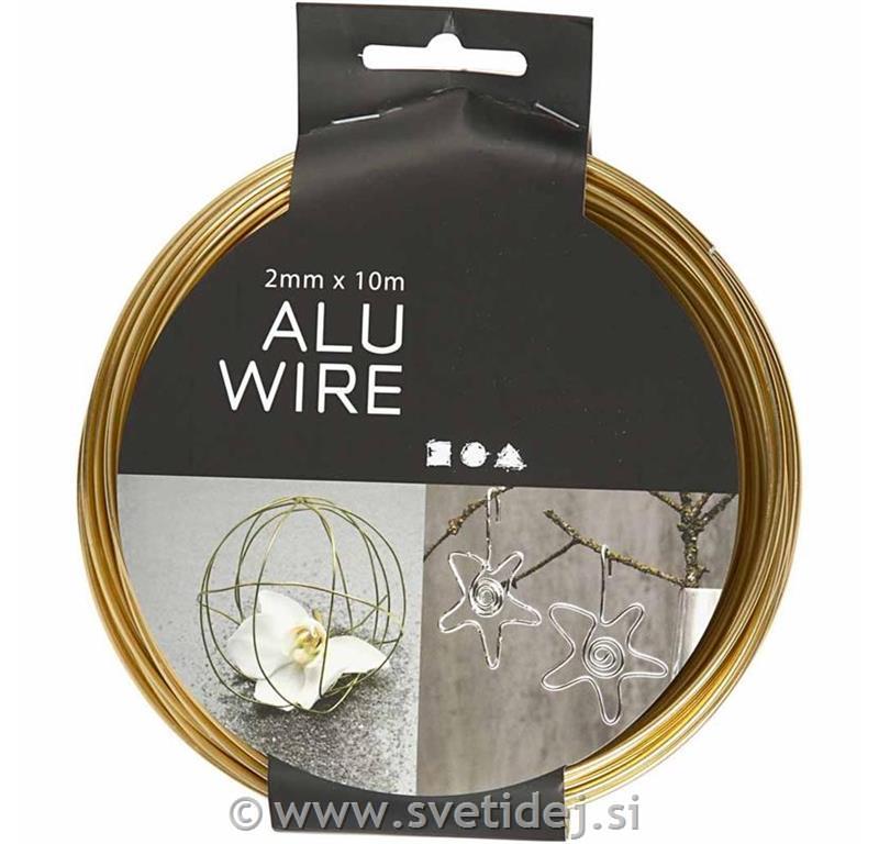 Žica iz aluminija 2 mm, zlata, 10 m