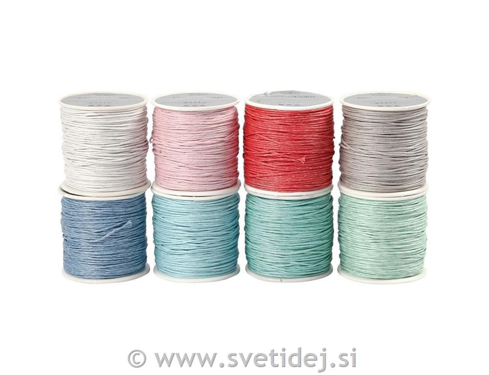 Bombažne vrvice 1 mm, set 8x40 m