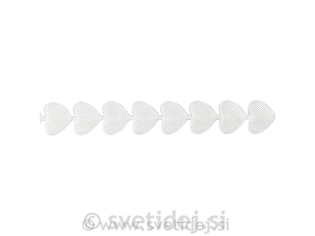 Saten trak srca, 8 mm, 5 m, bel