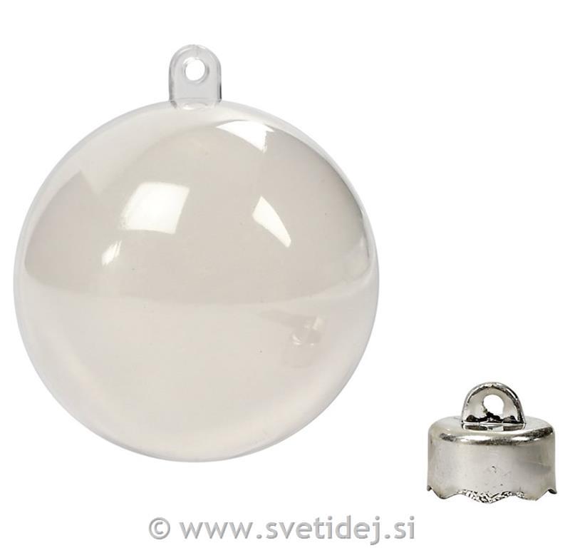 Prozorna dvodelna krogla, 6 cm, set 8