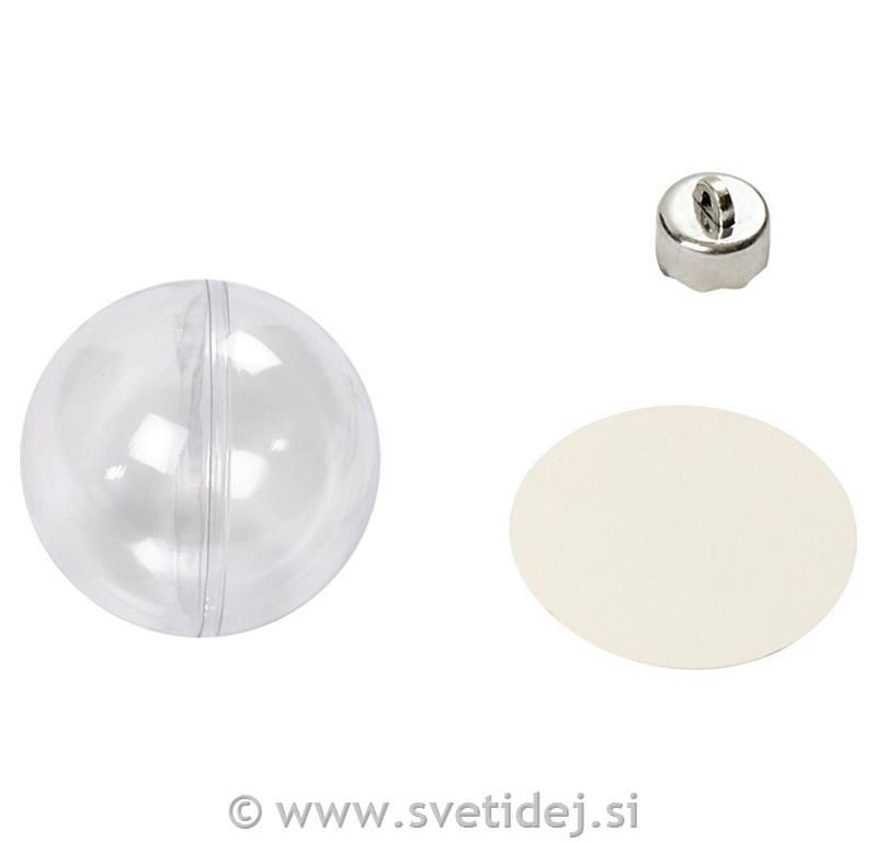 Prozorna dvodelna krogla, 6 cm, set 8