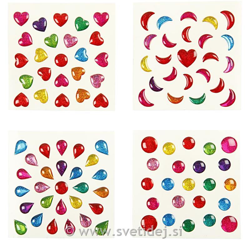 Male nalepke s kristali, set 100