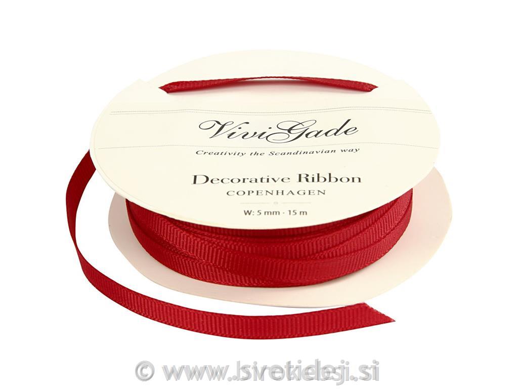 Deko trak rdeč, 5 mm, 15 m