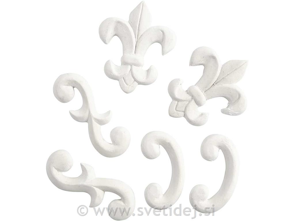 Okraski iz mavca 8 cm, set 6