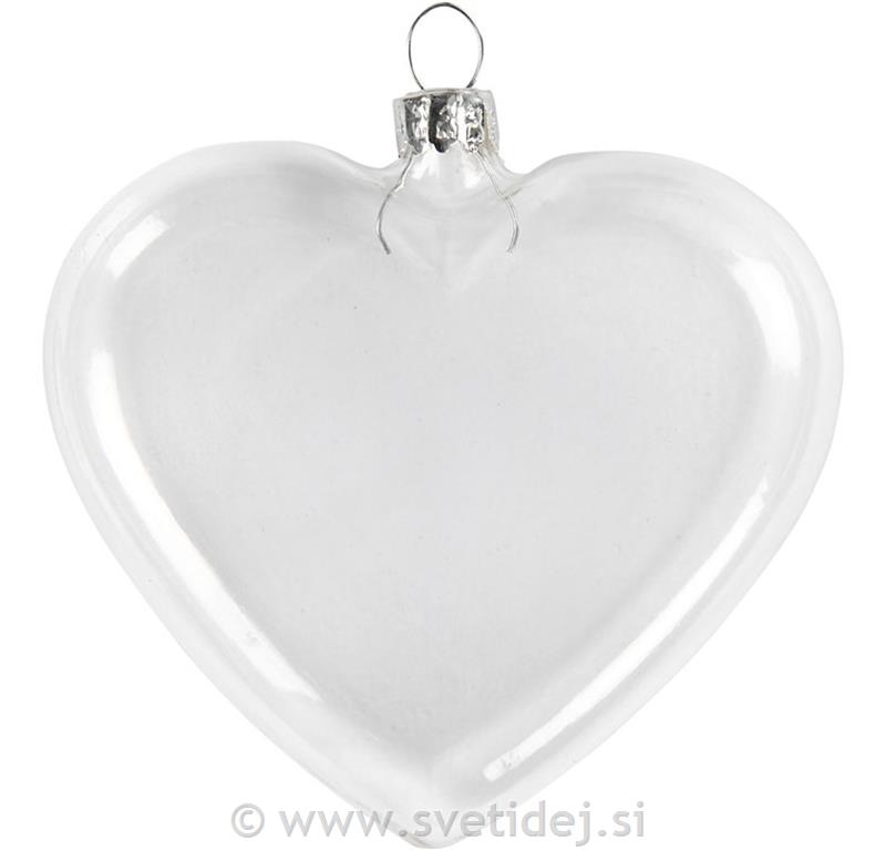 Stekleno srce - obesek 7,8 cm, set 6