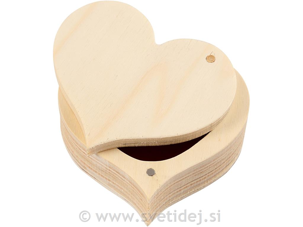 lesena škatlica srce 9x4 cm