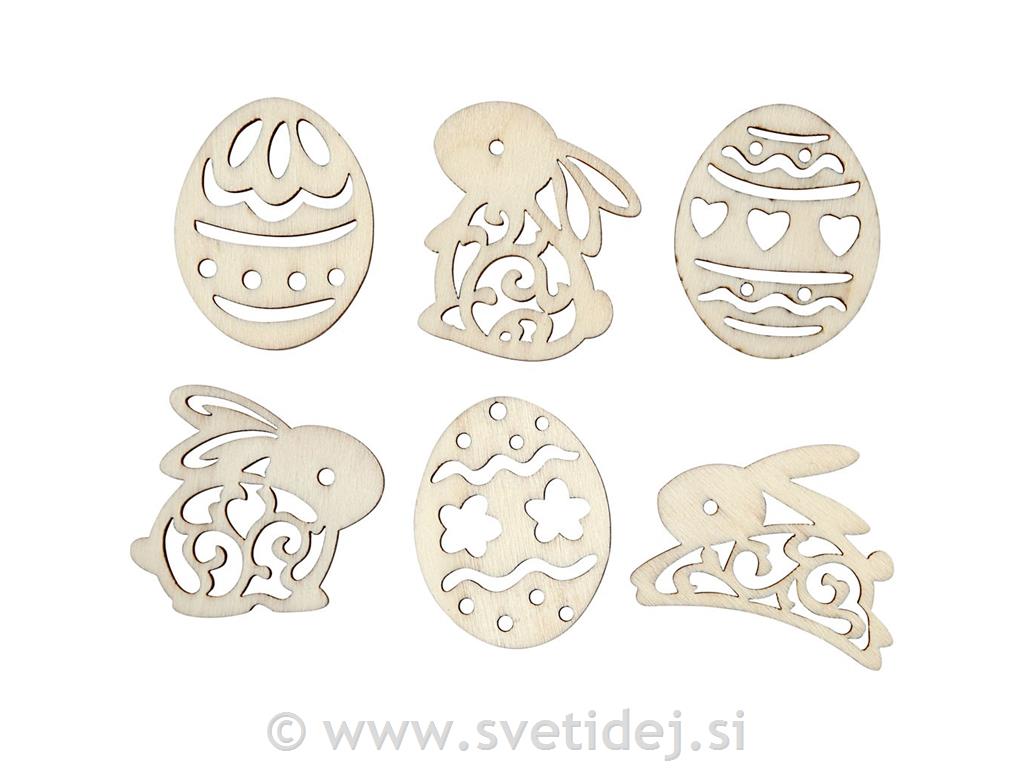 Leseni obeski velikonočni 4 cm, set 24
