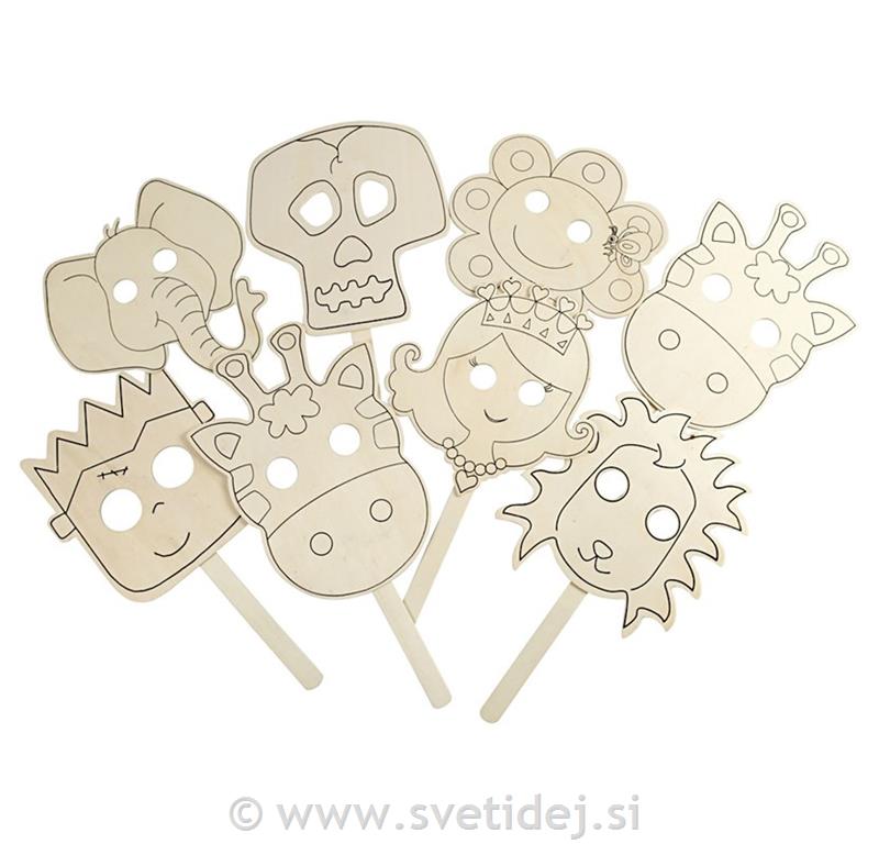 Lesene maske 22 cm, set 16