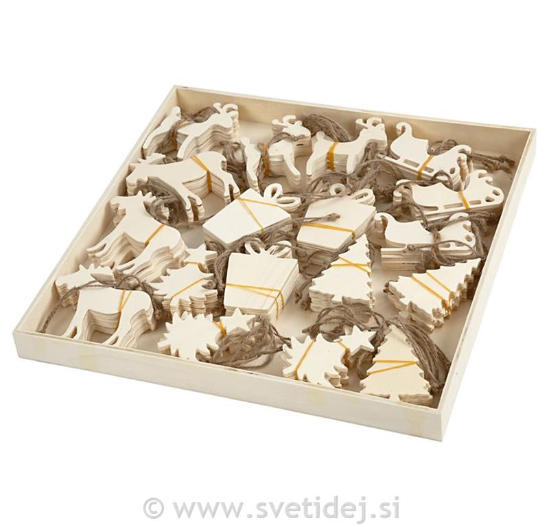 Leseni obeski 7-9 cm, set 90
