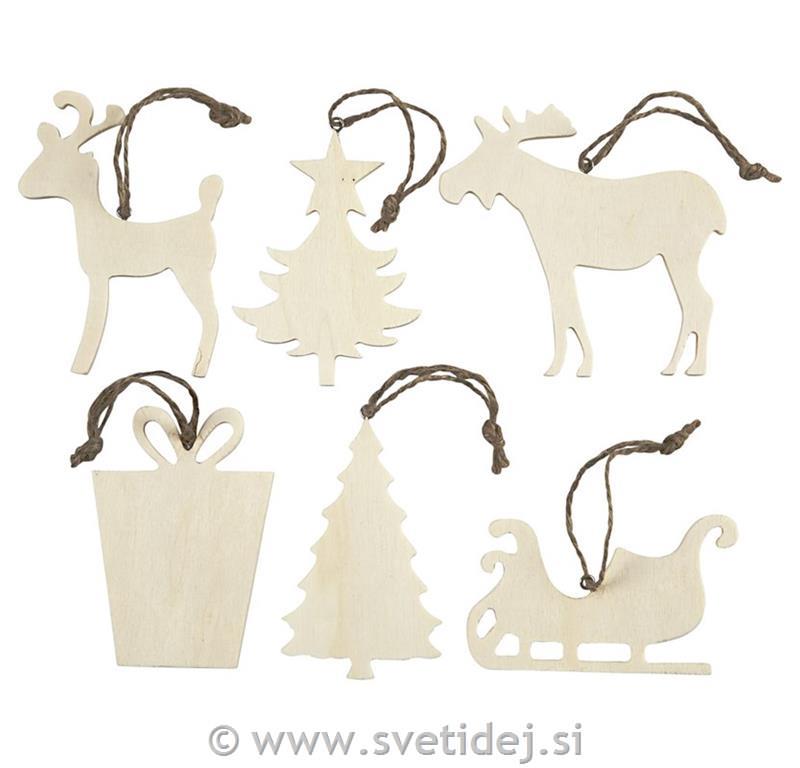 Leseni obeski 7-9 cm, set 90