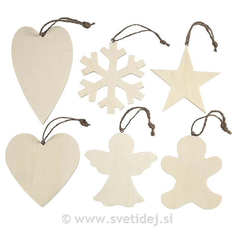 Leseni obeski 9-11 cm, set 6