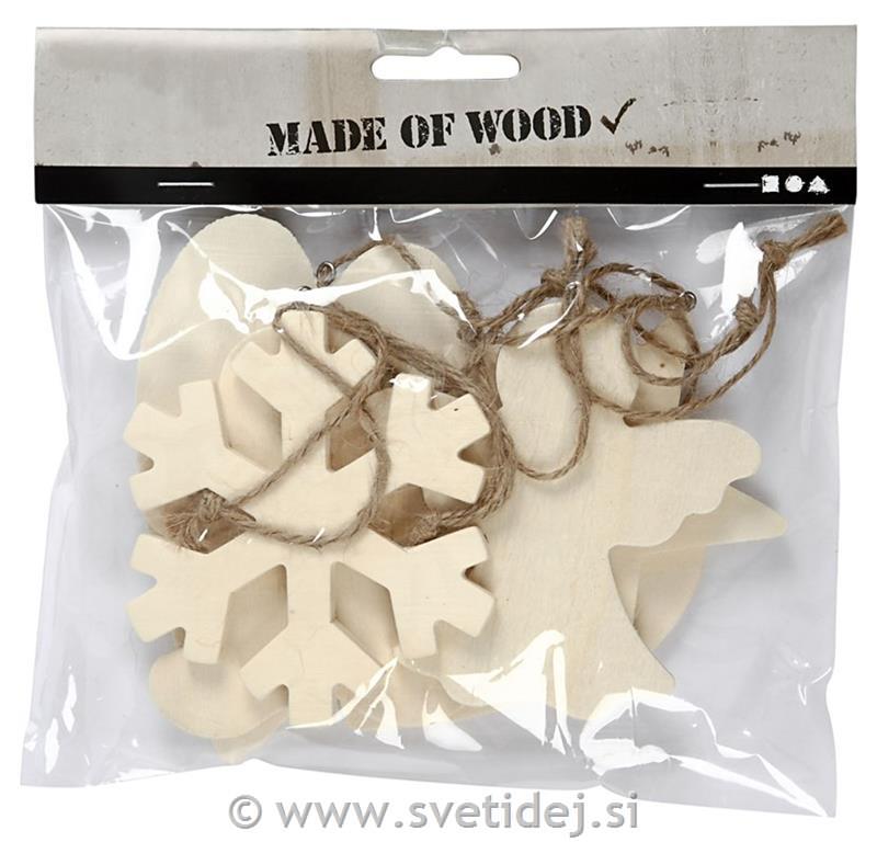 Leseni obeski 9-11 cm, set 6