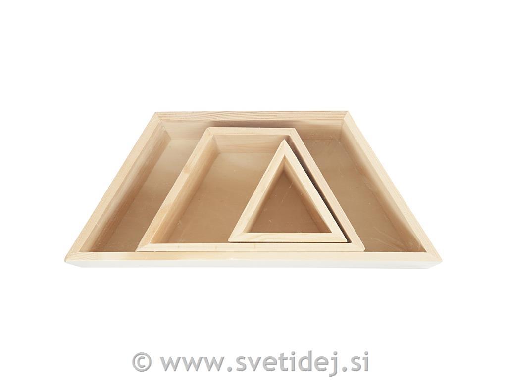 Lesene škatlice set 3, 8,10,12x9,18,21
